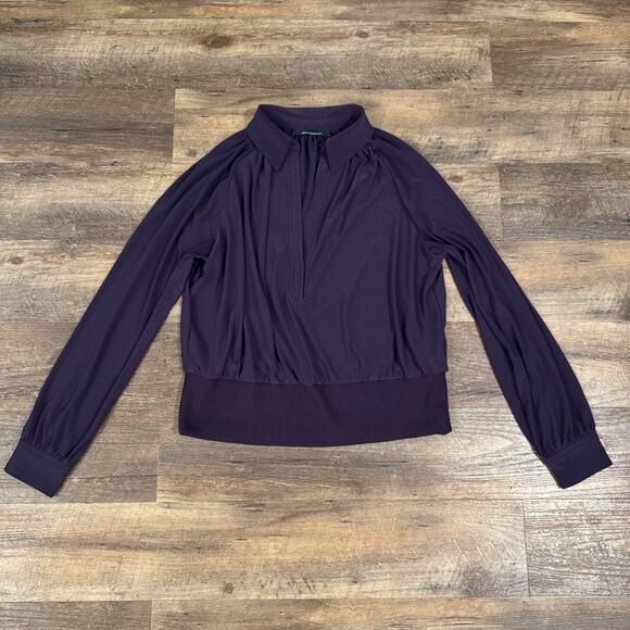 WHBM Banded Bottom Deep V-Neck Shirt Amethyst Purple See Measurements for Size - Picture 1 of 15